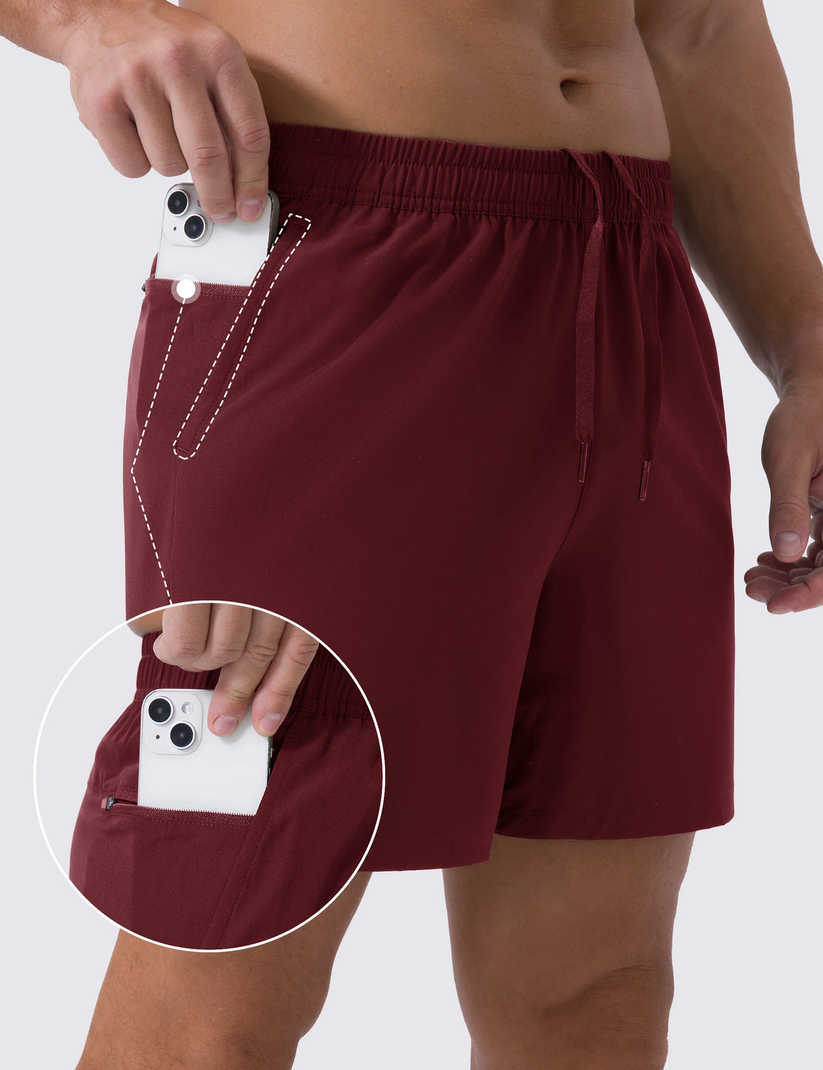 TACVASEN Waterproof Running Shorts with Zipper Pockets Mens Quick Dry Lightweight Workout Shorts Gym Athletic Sport Split Hem
