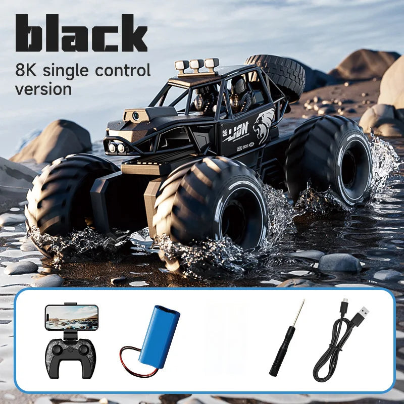 Amphibious 4WD RC Crawler 50Min Run Time IPX7 Waterproof APP and Gesture Control Off Road Drift HD Camera For All Terrain Advent