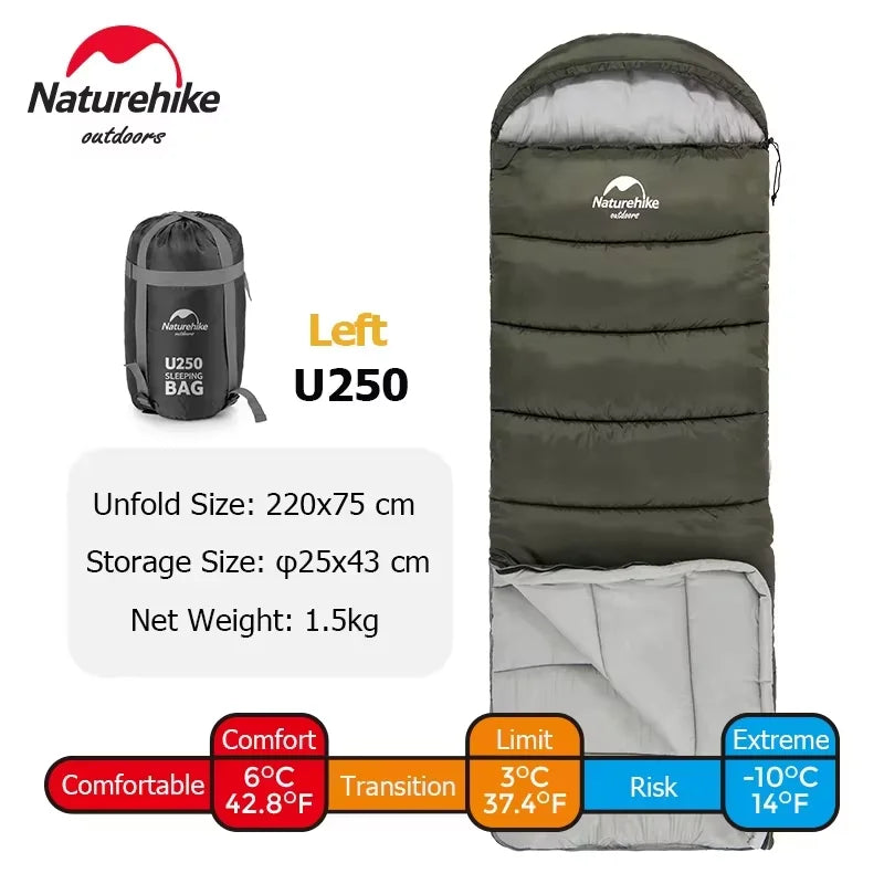 Naturehike Sleeping Bag Ultralight Camping Accsesorios Winter Outdoor Waterproof Envelope Sleeping Bag Hiking Travel U350