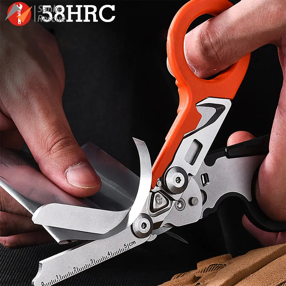 Sanke Rescue Trauma Shears Emergency Scissors Tool Stainless Steel Foldable Trauma Shears with Strap Cutter Glass Breaker EDC
