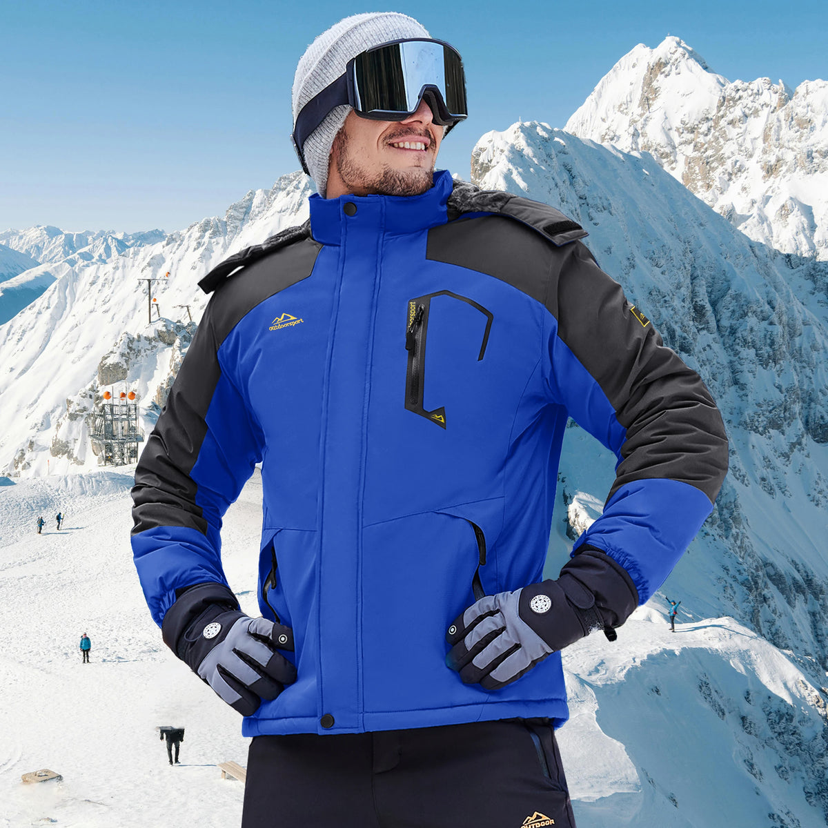 TACVASEN Men's Waterproof Fleece Lined Winter Jacket Windproof Multi-Pockets Warm Outdoor Coat Thermal Parka Raincoat with Hood