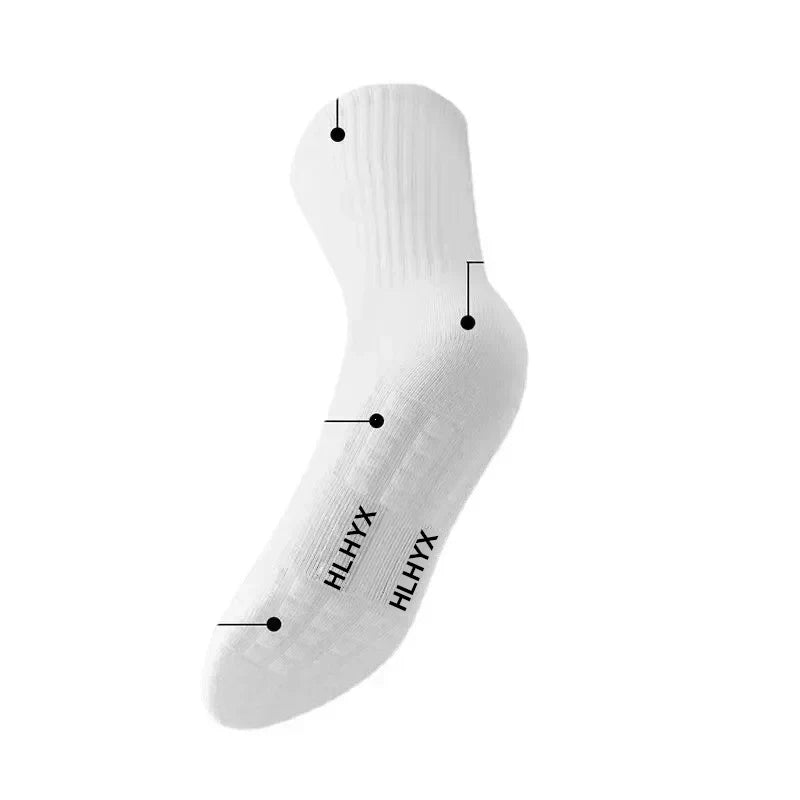 10pairs HLHYX Socks Men's Cotton Deodorant Winter Towel Bottom with Mid-tube White Stockings Thickened Sports Basketball Socks