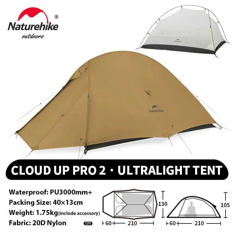 Naturehike Cloud Up 1 2 3 Person Camping Tent Ultralight Waterproof Trekking Tents Hiking Backpacking Shelter Tent Travel Tent