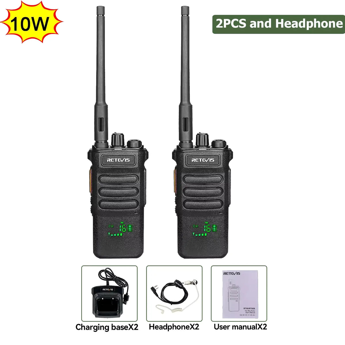Retevis RT86 Walkie Talkie Professional Two Way Radio Long Range Type-C Communication Radio for Outdoor Business Farm