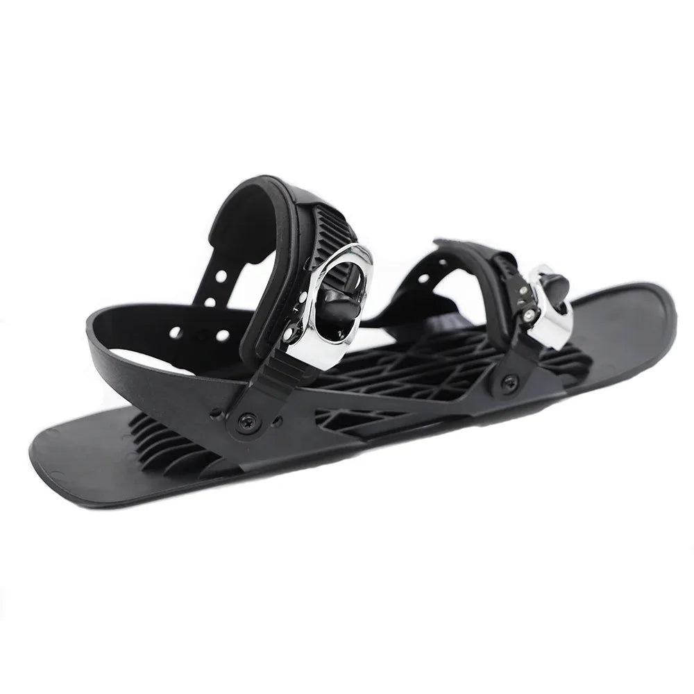 Adjustable Ski Strap Binding Attachment for Multiple Occasions With Ratchet Tongue Ladder to Secure Shoelaces