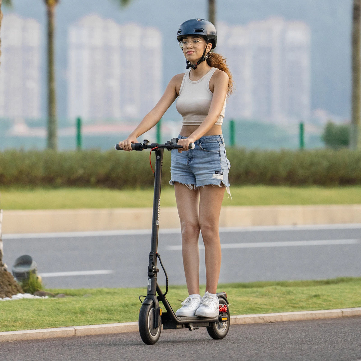 5TH WHEEL Electric Scooter, 350W Motor, 30km Range, 10*2.125" Solid Tires, Dual Brake, 25km/h, 36V 7.5AH, Foldable Commuter E-Scooter