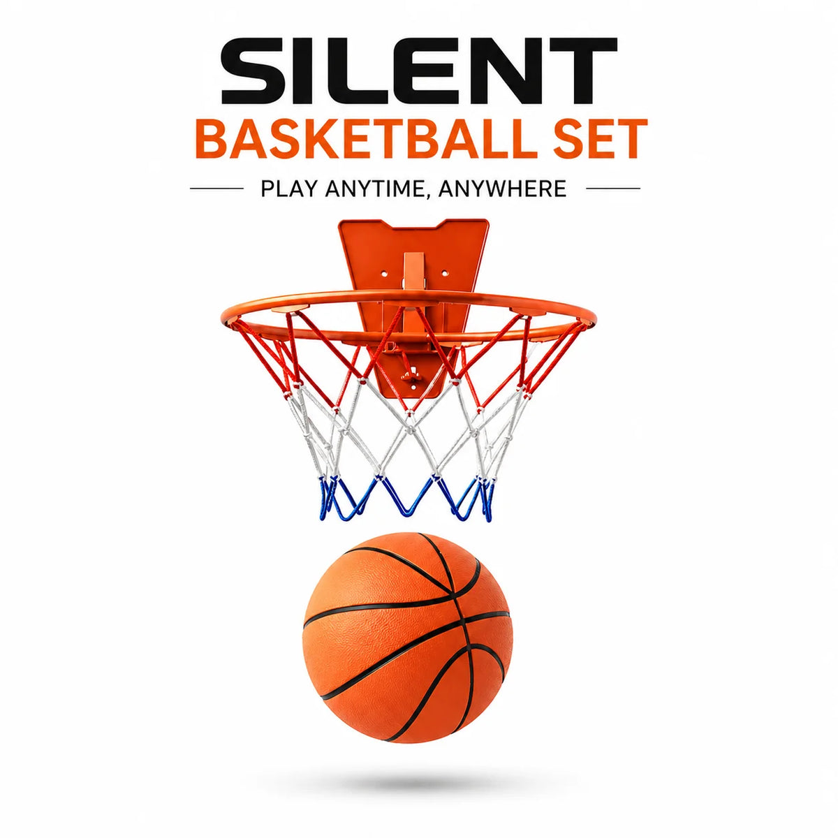 Silent Basketball Hoop Set, Indoor Foam Basketball with Mini Hoop, No Noise Training Ball for Home, Apartment & Kids Practice