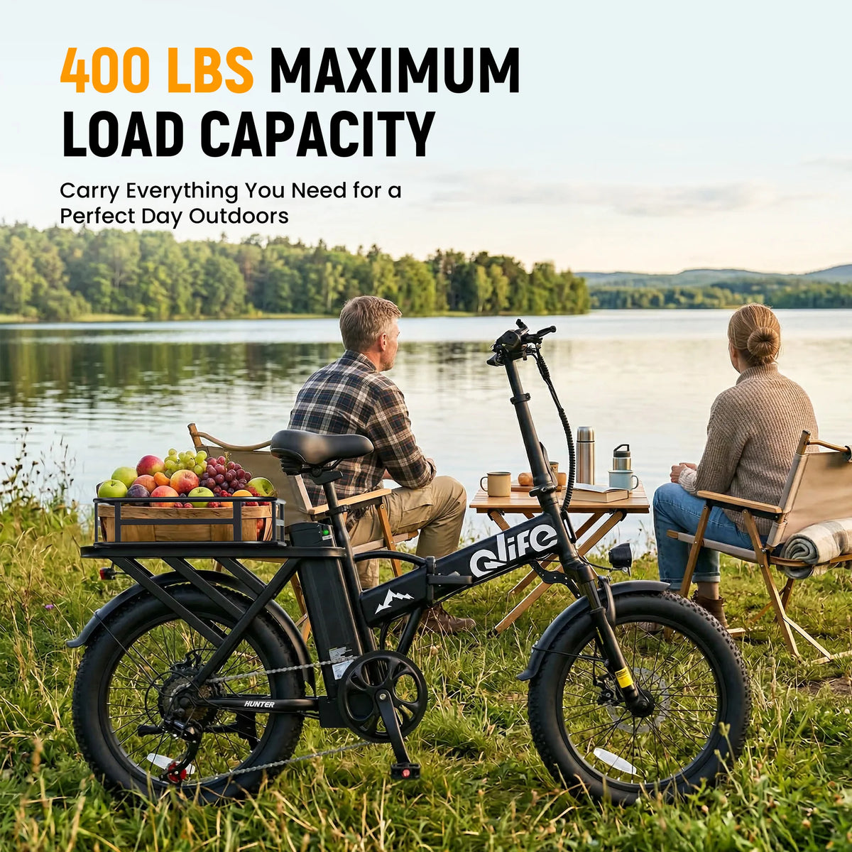 Qlife Hunter Electric Bike for Adults, 1200W Peak Motor 48V 13.5Ah Battery, 20"×3" Fat Tire Foldable Ebike, 28MPH 65Mi Long Range Electric Bicycle