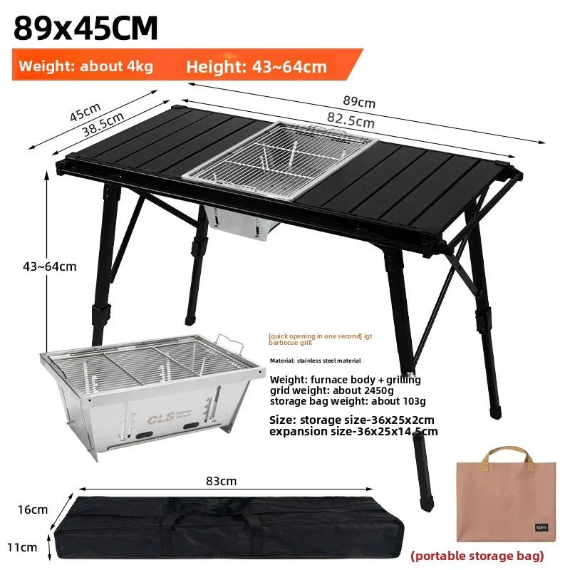 NOBANA&GLS Newest Folding IGT Table Lightweight Backpack Roll Table Multifunctional Adjustable Leg Desk Desktop Burner BBQ Table