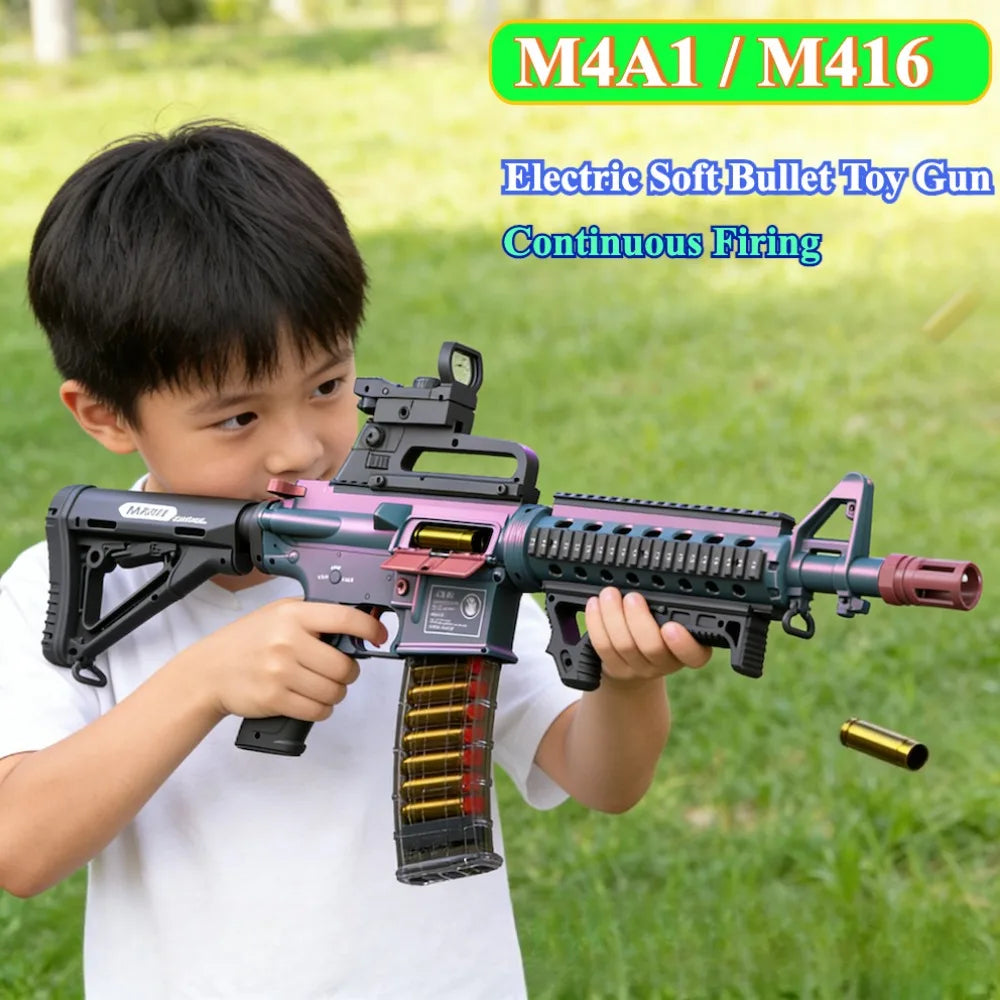 M4A1/M416 Electric Continuous Firing Shell Throwing Soft Bullet Toy Gun Assault Rifle Outdoor Shooting Games