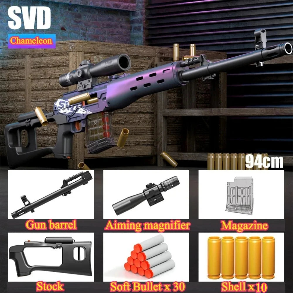 Manual Loading Sniper Rifle Soft Bullet Toy Gun Outdoor Shooting Games CS Fighting for Children Adult