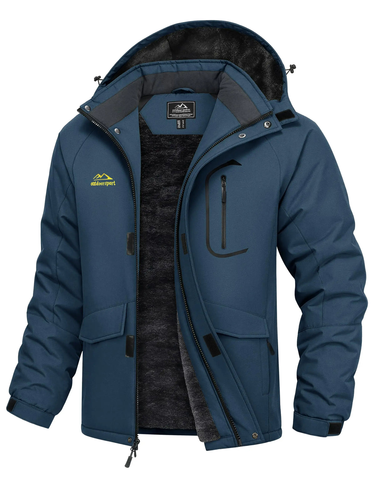 TACVASEN Men's Winter Ski Parka Snow Coat Fleece Lined Waterproof Warm Outdoor Fishing Jacket Windproof Hooded Daily Raincoat