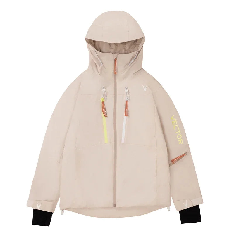 VECTOR Men and Women Cotton Contrast Skiing Top Waterproof and Durable Warm Snowboard Ski Double Board Single Board Outdoors