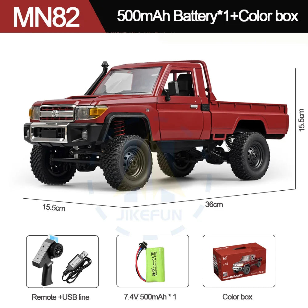 1:12 MN Model MN82 RC Car 2.4G RTR Version 4WD 280 Motor Proportional Off-Road Remote Control Crawler Toys For Boys Gifts