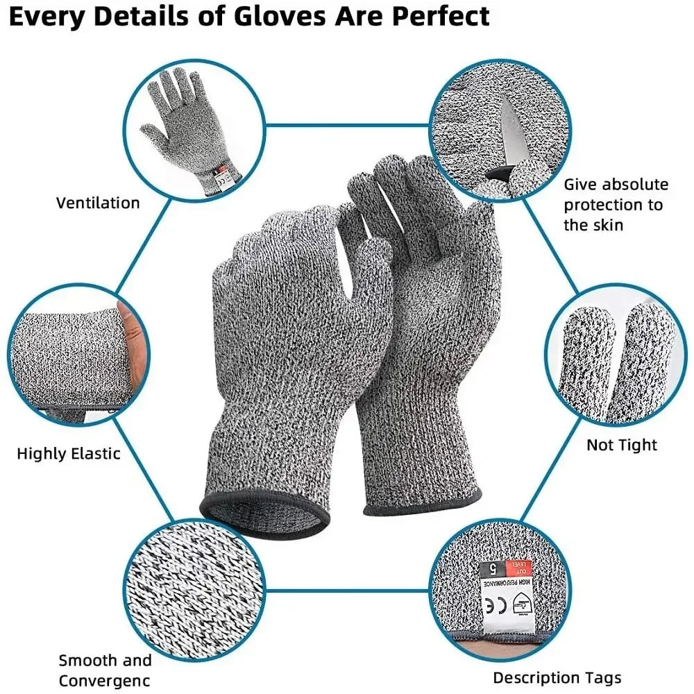HPPE Level 5 Safety Anti Cut Resistant Gloves High-strength Industry Kitchen Anti-Scratch Anti-cut Glass Cutting Multi-Purpose