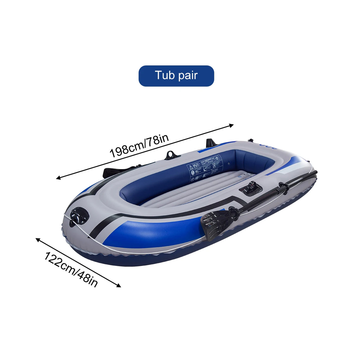 1PC Inflatable Boat, Swimming Pool Lake Float Raft for Adults, Portable Fishing Boat Raft for Lake with Oars Hand Pump