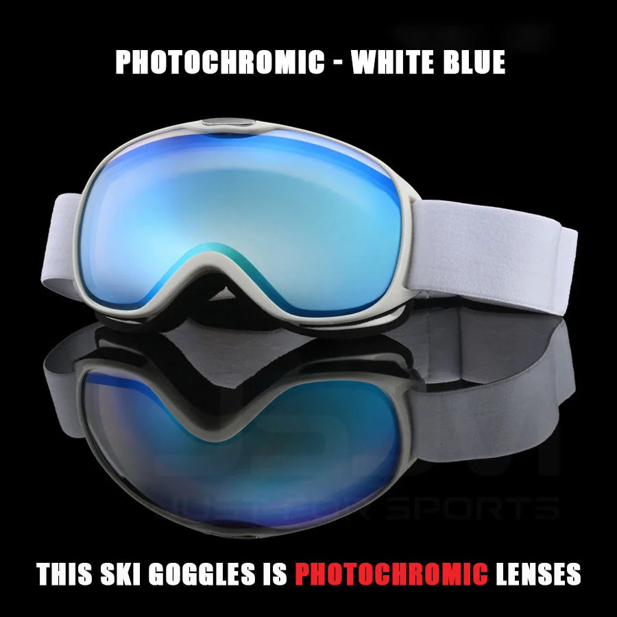 JSJM New Photochromic Kids Ski Goggles Anti-fog Children Snowboard Goggles Double UV400 Skiing Mask Glasses Outdoor Snow Eyewear