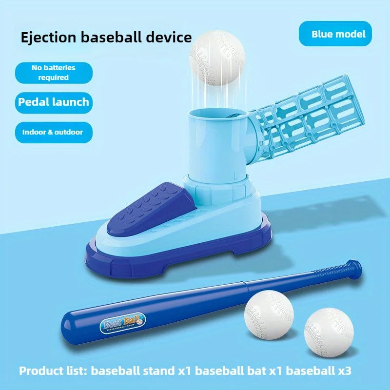 Kids Foot-Operated Automatic Baseball Launcher Toy Boys- Parent-Child Interactive Sports Toy - Indoor/Outdoor Family Fun Games