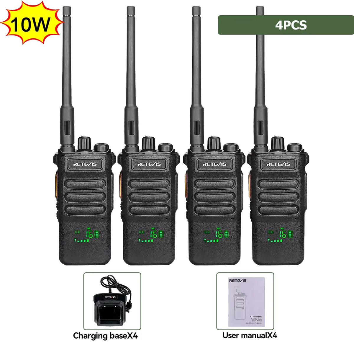 Retevis RT86 Walkie Talkie Professional Two Way Radio Long Range Type-C Communication Radio for Outdoor Business Farm