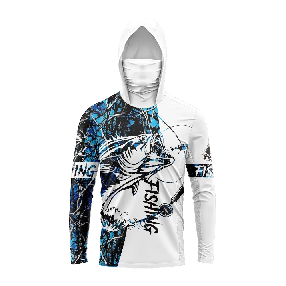 MALFC Men Hood Fishing Shirt long sleeve fishing t shirt uv protection Fishing Apparel
