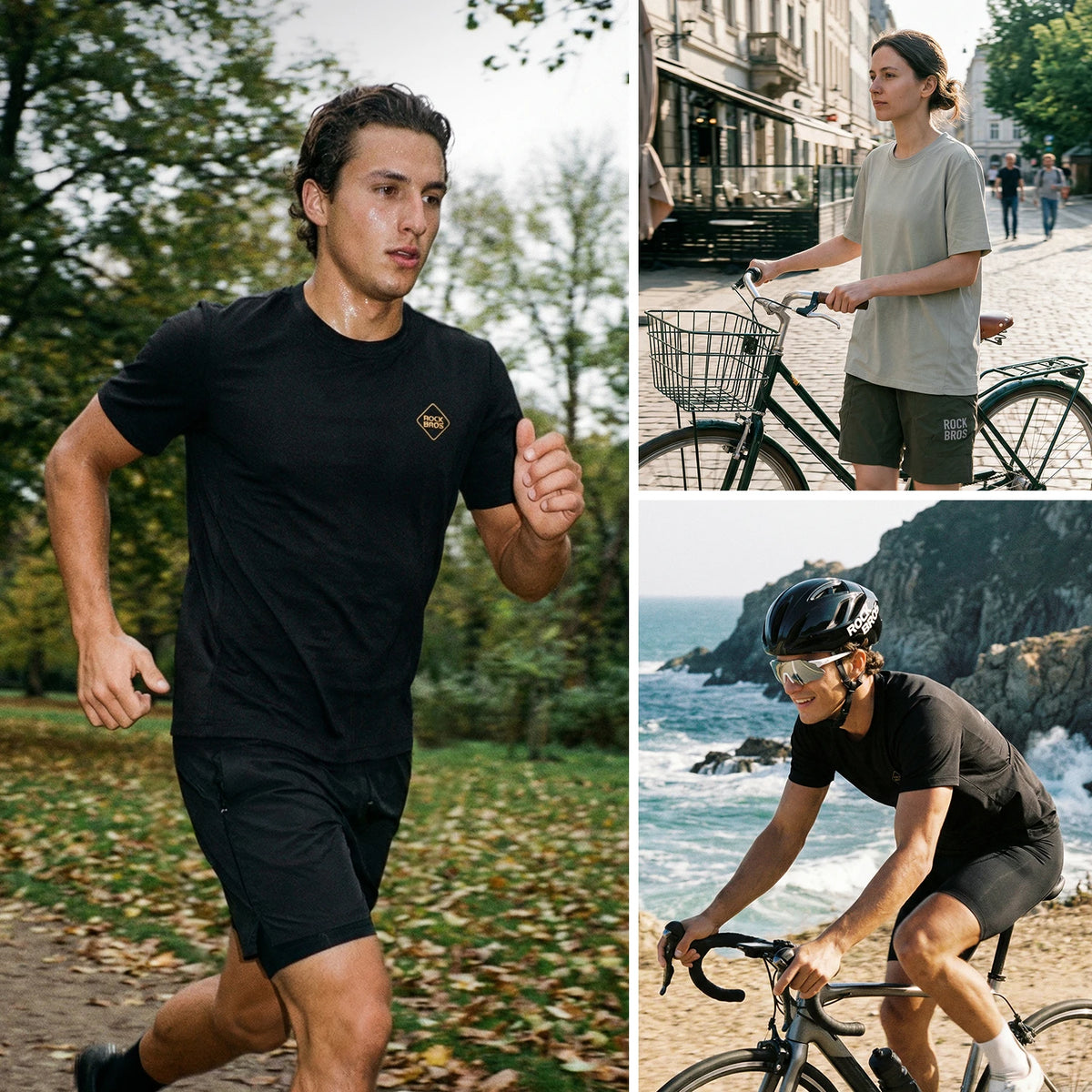 ROCKBROS Cycling Short Sleeve Lightweight Breathable Casual Unisex Bike T-Shirt with Multi Pockets UV Protection Bike Jersey