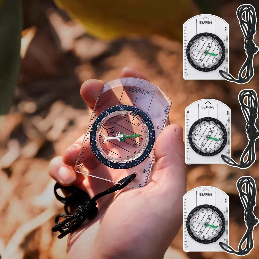 Multifunctional High Precision Transparent Portable Mini Compass Scale with Map Professional Survival Compass Gadget Tools