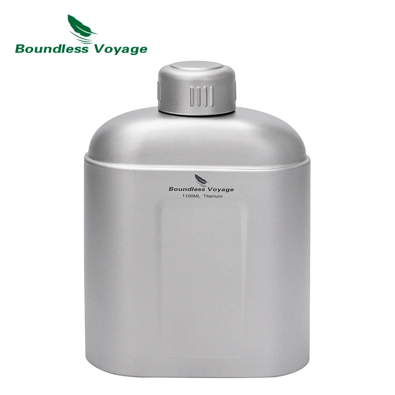Boundless Voyage Titanium Bottle with Carry Bag 1.1L Open Flame Heating Canteen Camping Leakproof Drinkware for Hiking Ti3012D