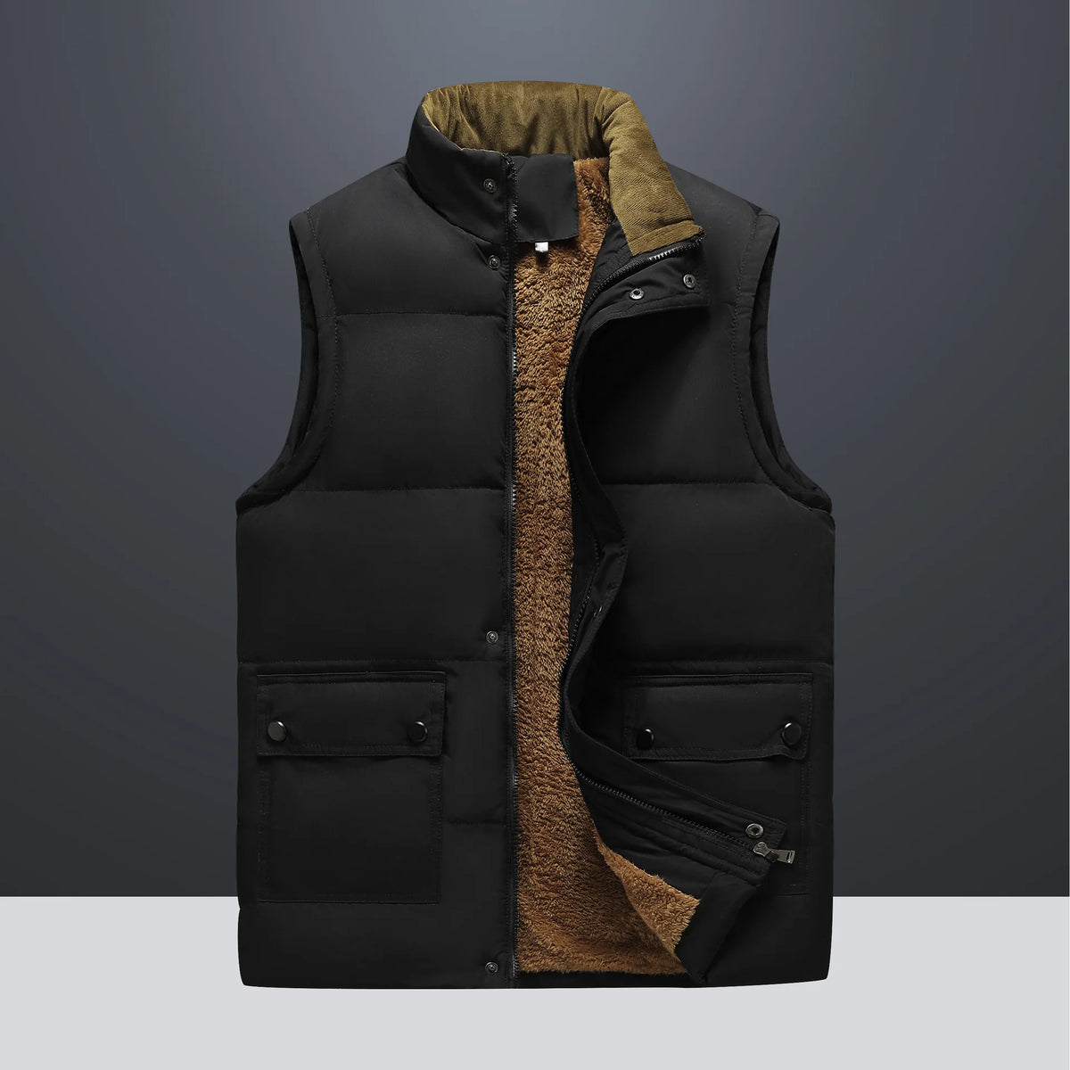Plus Size Fleece Casual Vest Jacket for Men Winter Warm Sleeveless Jacket Fashion Comfortable Zipper Windproof Waistcoat
