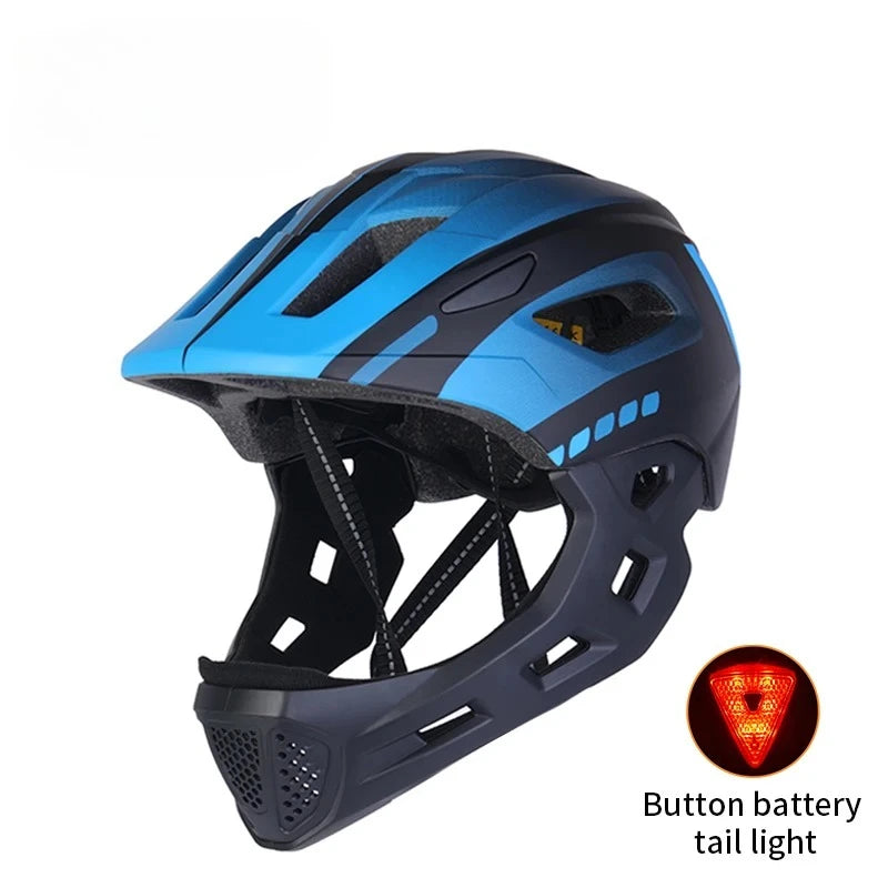 Eastinear Children's Bicycle Helmet LED Lightweight Adjustable Skateboard Roller Skating Full Face Detachable Riding Helmet
