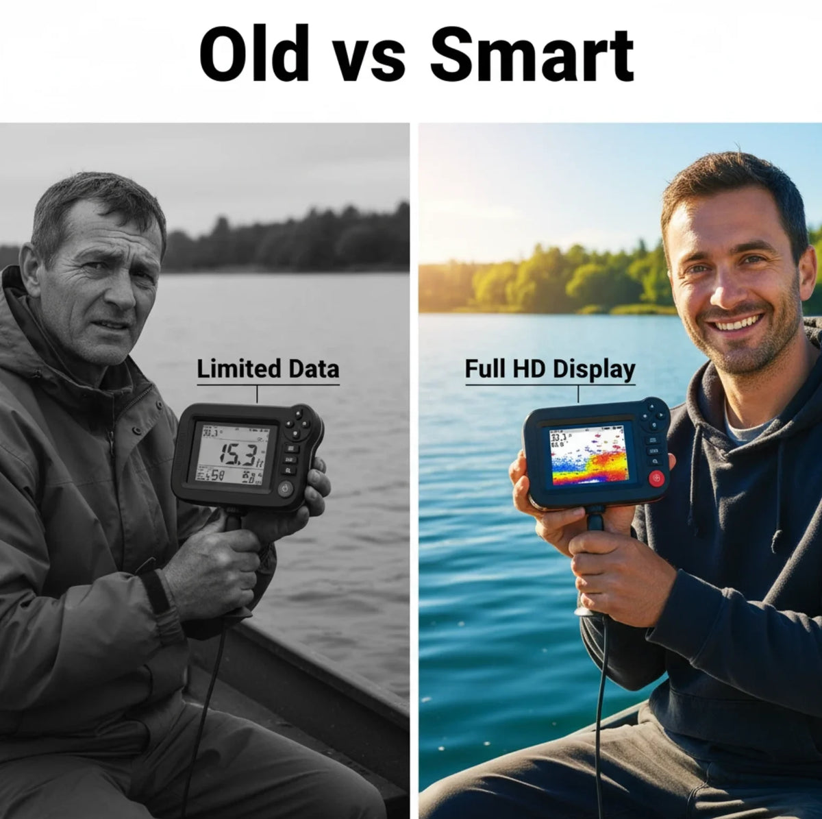 PUPOPAN New Wireless Fish Finder for Fishing Boats 1312 ft Range 105 Degree Wireless Operating Range Fishing Fish Finder