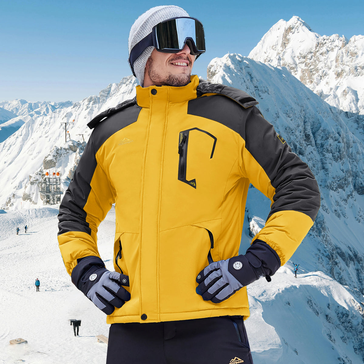 TACVASEN Men's Waterproof Fleece Lined Winter Jacket Windproof Multi-Pockets Warm Outdoor Coat Thermal Parka Raincoat with Hood