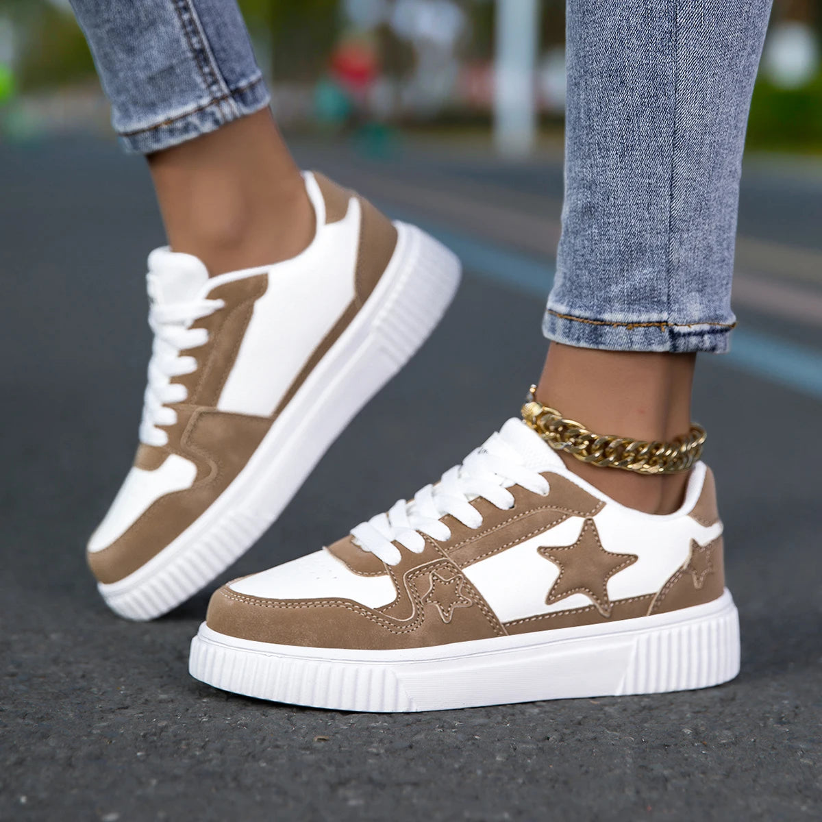 YRZL Womens Sneakers Casual Sports Shoes Couple Breathable Thick Sole Lightweight Skateboard Shoes Man Outdoor Fashion Footwear