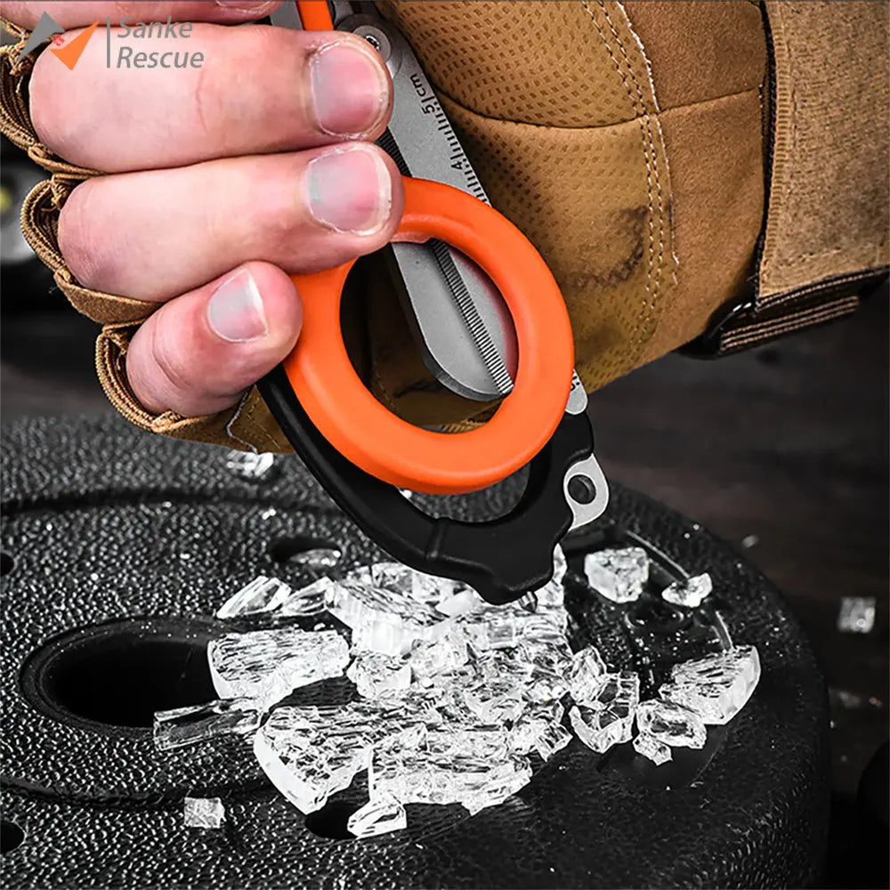Sanke Rescue Trauma Shears Emergency Scissors Tool Stainless Steel Foldable Trauma Shears with Strap Cutter Glass Breaker EDC