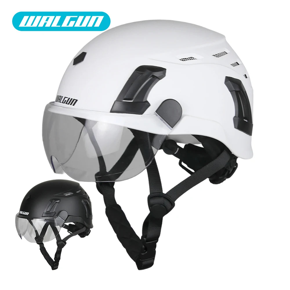 WALGUN K202 Construction Work Safety Helmet with Goggle Lens Visor Ear Protection Hat Electrician Work-at-height Climbing Helmet