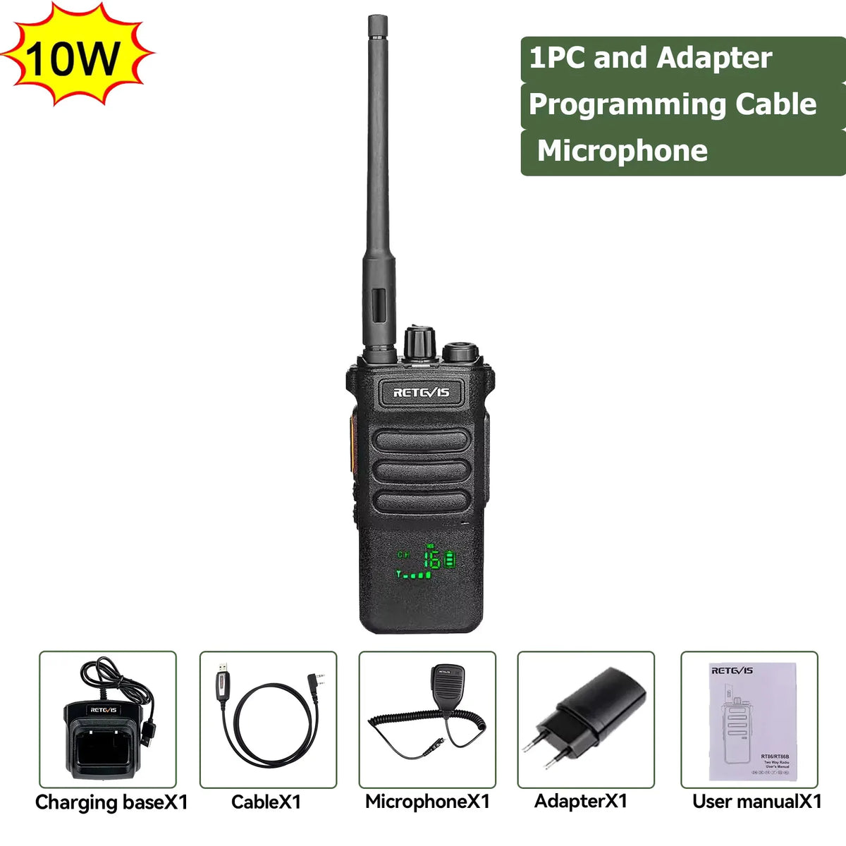 Retevis RT86 Walkie Talkie Professional Two Way Radio Long Range Type-C Communication Radio for Outdoor Business Farm