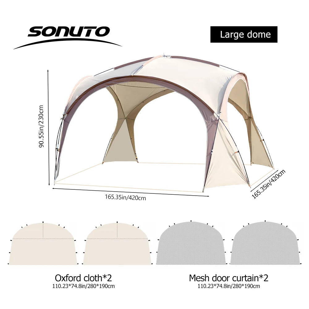 Sonuto Extra Large Dome Canopy Tent Pop-up Camping Gazebo with Mosquito Net Waterproof Sun Protection Pavilion for Outdoor Party