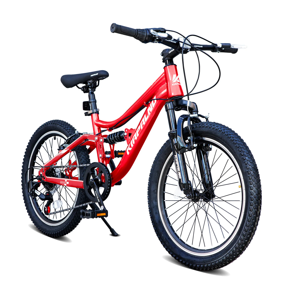 20 Inch Kids Mountain Bike Full Suspension, 7-Speed Mountain Bicycle with Dual V-Brakes and Carbon Steel Frame, MTB Bike for Boys Girls 7-15 Years Old