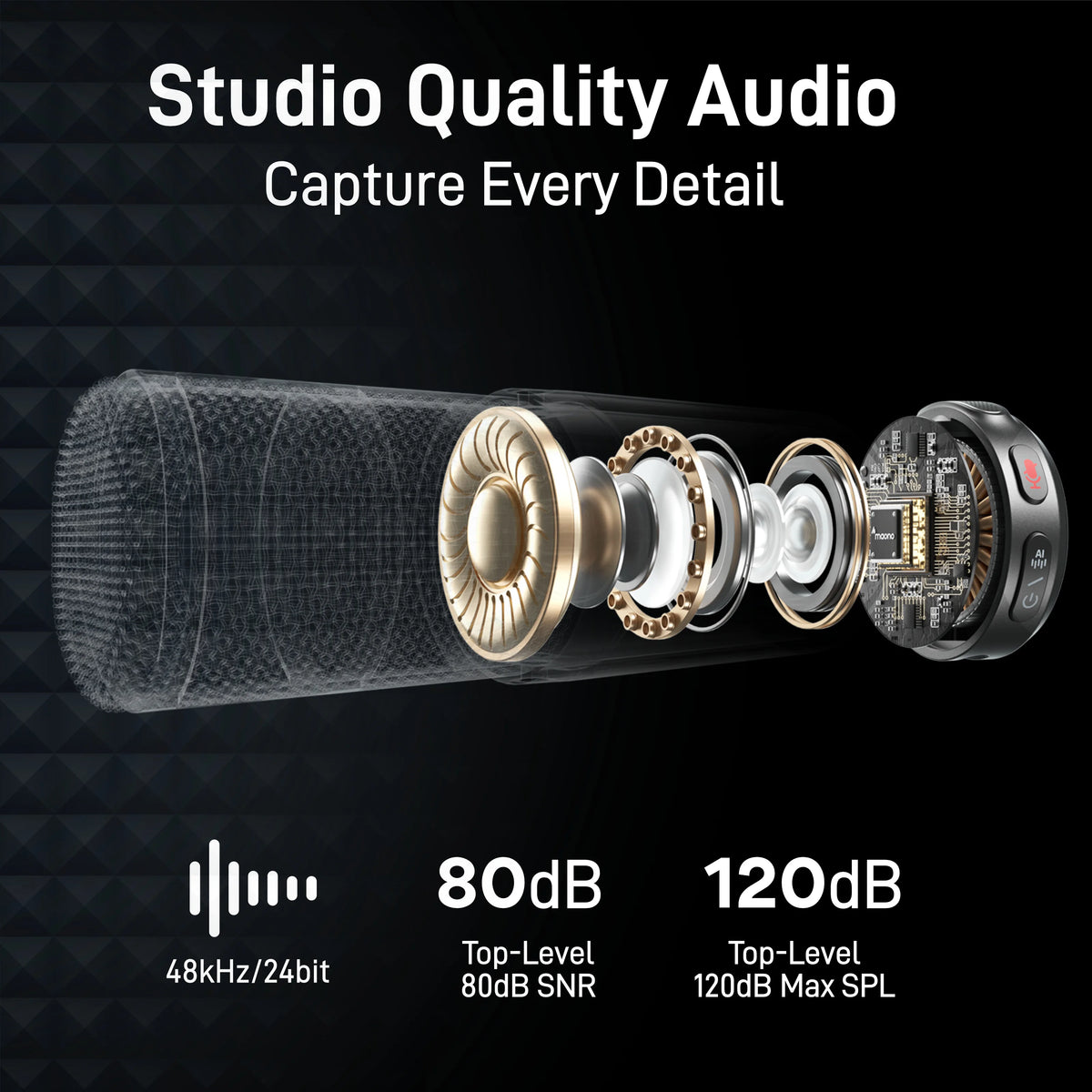 MAONO Wave T5 Wireless Lavalier Lapel Microphone Mini Noise Cancellation Mic for Video Recording Streaming Fit for Phones Camera