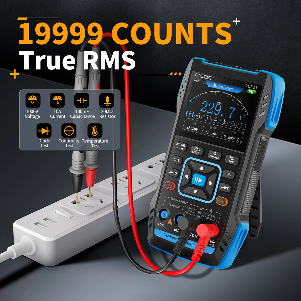 FNIRSI 2C23T 2C53T Upgrade 50MHz Handheld Digital Oscilloscope Multimeter Signal Generator  3 in 1 Dual Channel Automotive Tools