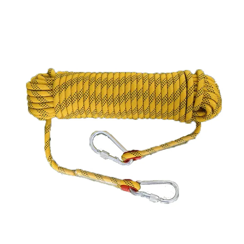10mm Climbing Rope 10M/20M/30M Double Hook Durable Outdoor Rock High Strength Static Survival Emergency Fire Rescue Safety Rope