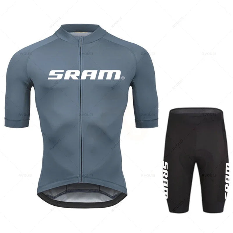 2024 Sram Pro Cycling Jersey Sets Men Bib Shorts Bicycle Short Sleeve Bicicleta Clothing Bike Maillot Ciclismo Hombre Black Sets