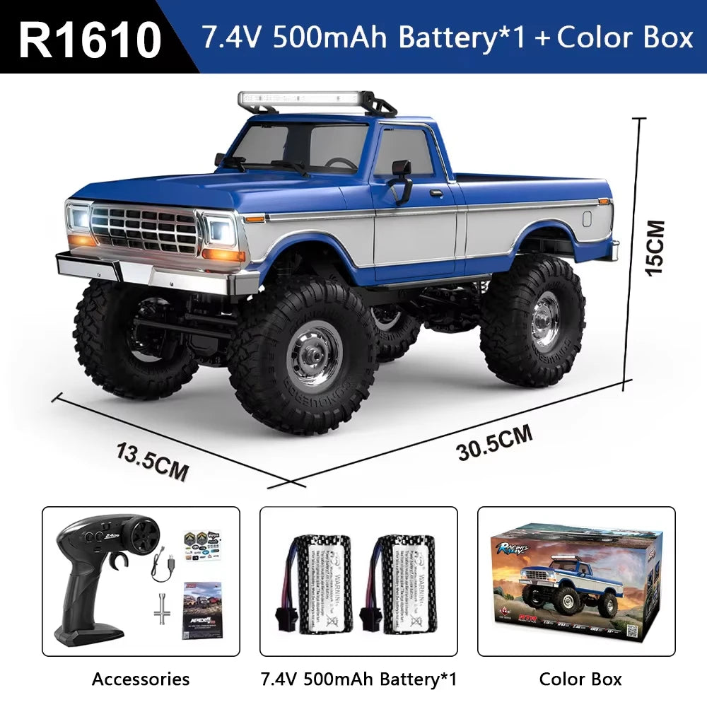 HB Model 1/16 RC Car 2.4G 4WD Off-Road Remote Control Cars with Colorful Lights Crawler Climbing Vehicle Toys for Adult