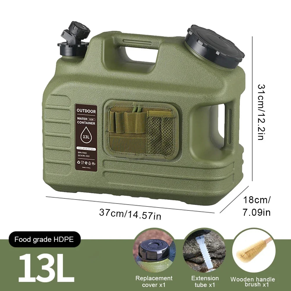5/11/12/13L Outdoor Water Bucket Large-Capacity Portable Camping Jugs with Faucet for Picnic Hiking Driving Water Tank Container