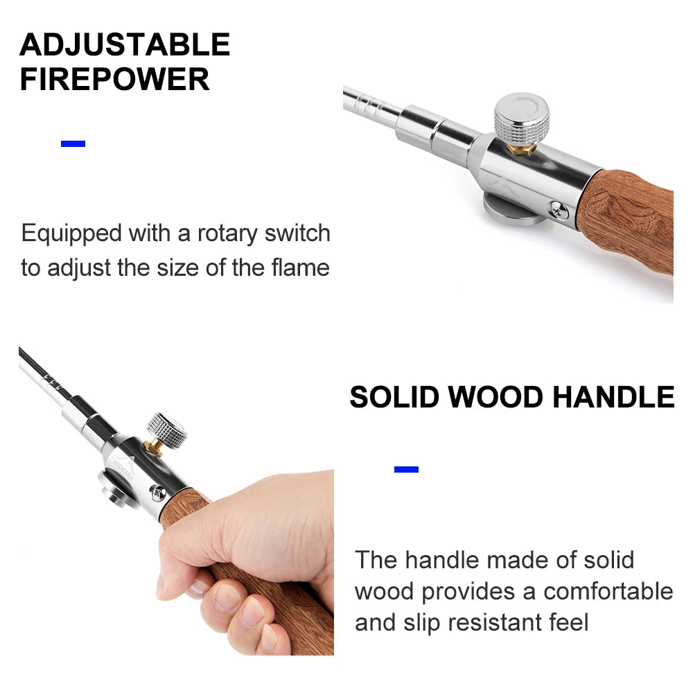 Widesea Long Handle Flamethrower Detachable Stainless Steel Portable Camping Torch Easy to Carry for Outdoor Fire Starting BBQ C