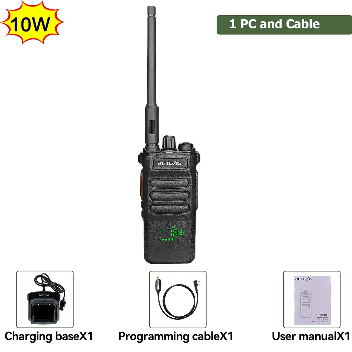 Retevis RT86 Walkie Talkie Professional Two Way Radio Long Range Type-C Communication Radio for Outdoor Business Farm