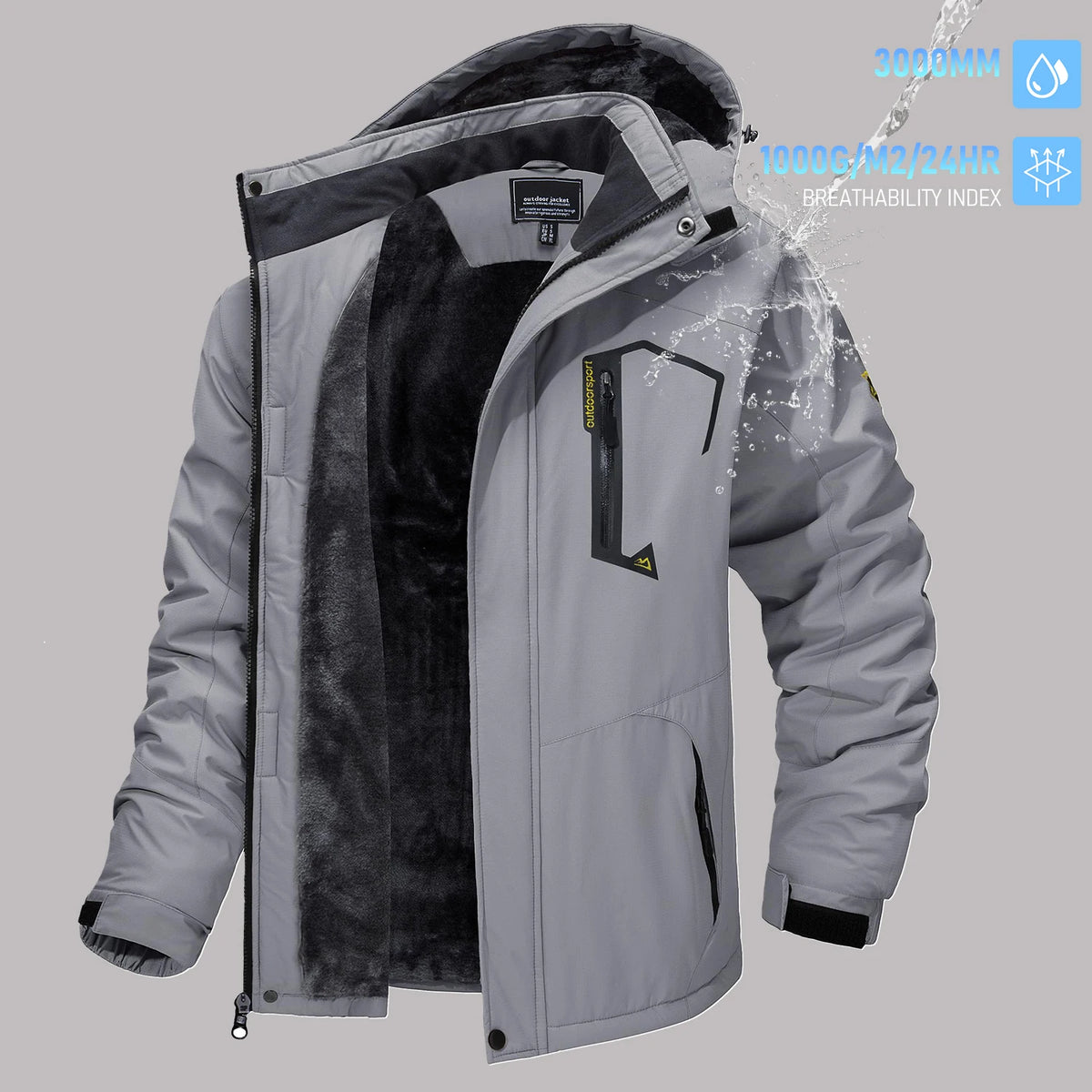 TACVASEN Men's Winter Ski Parka Jacket Waterproof Fleece Lined Insulated Thermal Snowboard Jacket Snow Coat with Detached Hood