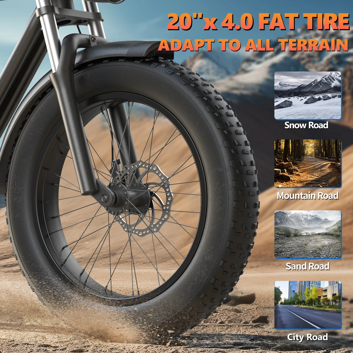 Kickwey K7 Adult Off-Road Ebike 1500W 7-Speed Electric Mountain Bicycle 48V 23Ah 20"X4" Fat Tire Electric Dirt Bike