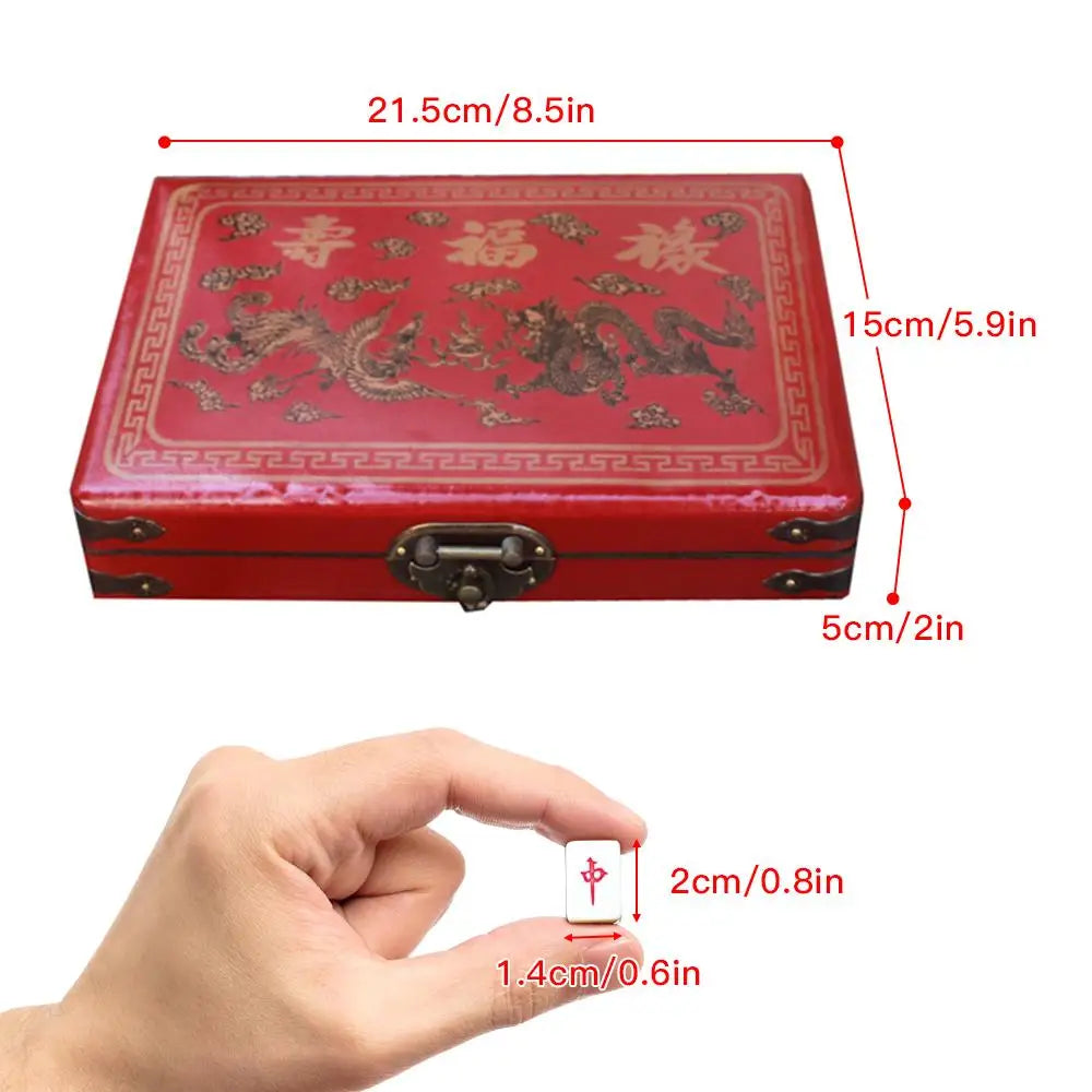 Chinese Numbered Mahjong Set 144 Tiles Mah-Jong Set Portable Chinese Toy with Box Fiber board Mahjong Board Game for fun Camping