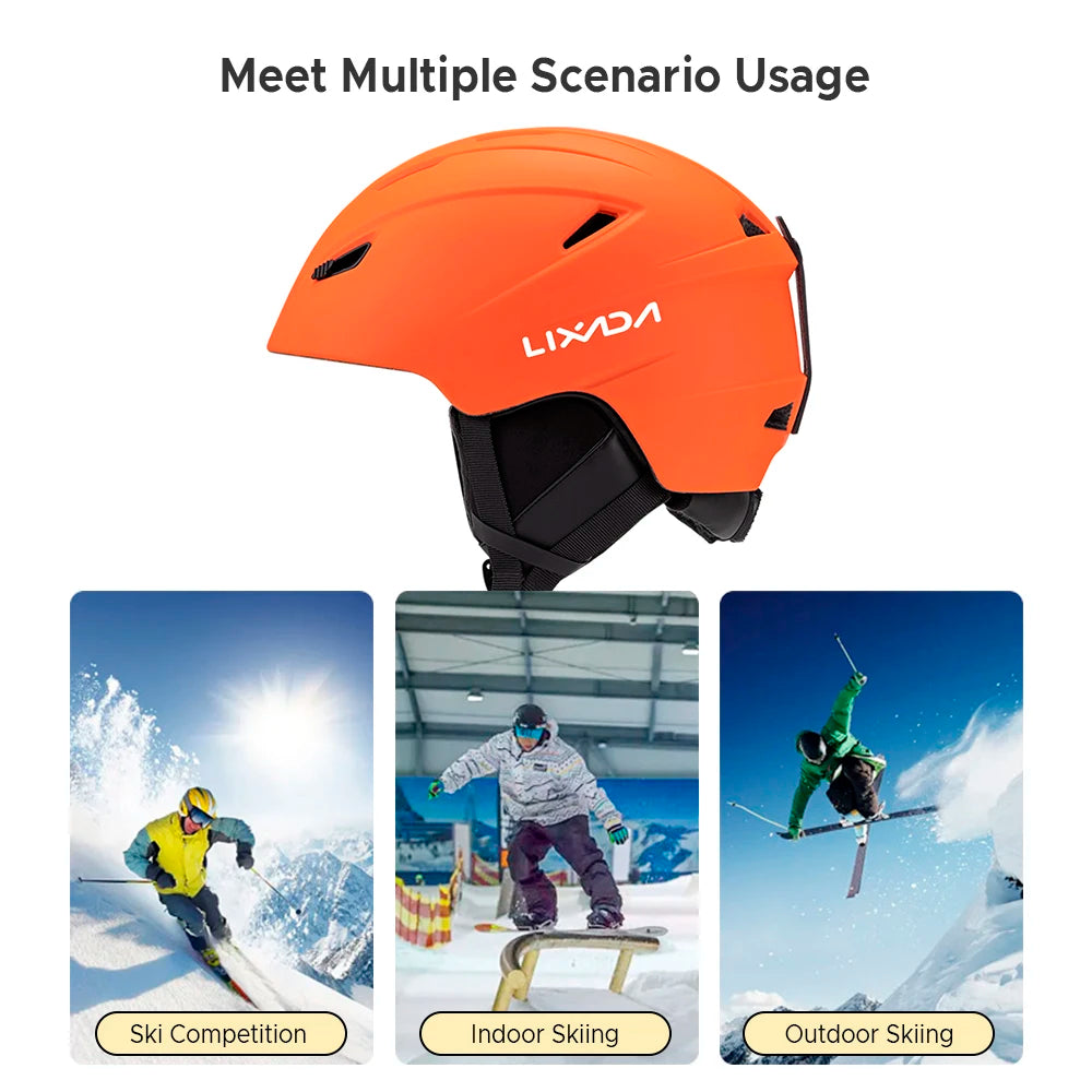 LIXADA Integrated Warm Ski Helmet Adjustable Lightweight Comfortable Snowboard Helmet for Winter Warmer Helmet