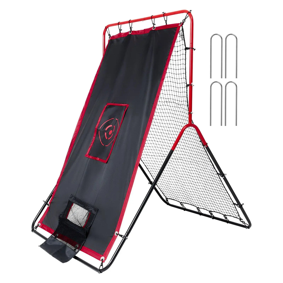 Baseball And Softball Rebounder Net, 3.5 x 4.5 ft 2-in-1 Switch Hitter Pitch Trainer, PitchBack Baseball Pitching Return Trainer Nest, Bounce Back Net for Fielding/Throwing Practice